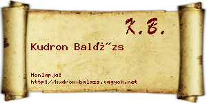 Kudron Balázs névjegykártya