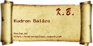 Kudron Balázs névjegykártya